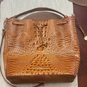 Elegant Brown Crocodile-Embossed Women's Bag